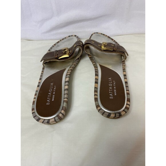 Battaglia Women’s heeled Sandals size 41  Made In Italy Kitten Heel Slide - Picture 4 of 8